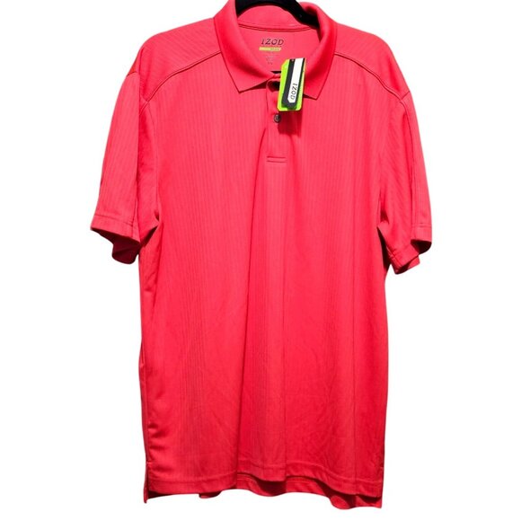 Izod Men's Cool FX Performance Polo Shirt L/G Salmon - Picture 1 of 15